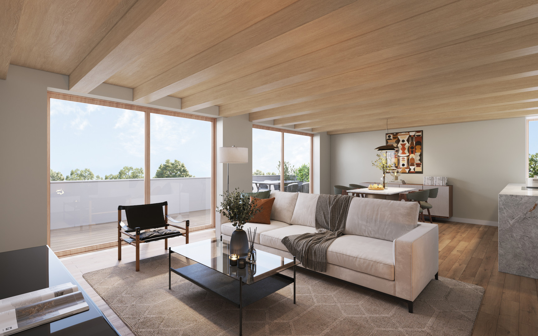 3 Zimmer Penthouse Wohnbereich Rechts