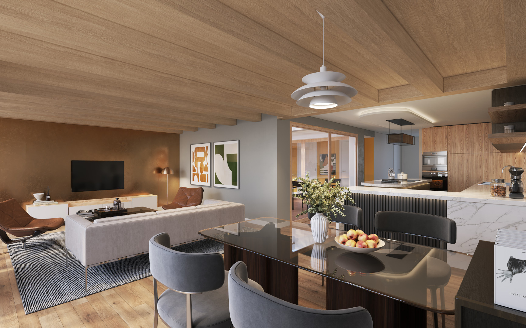 4 Zimmer Penthouse Wohnzimmer